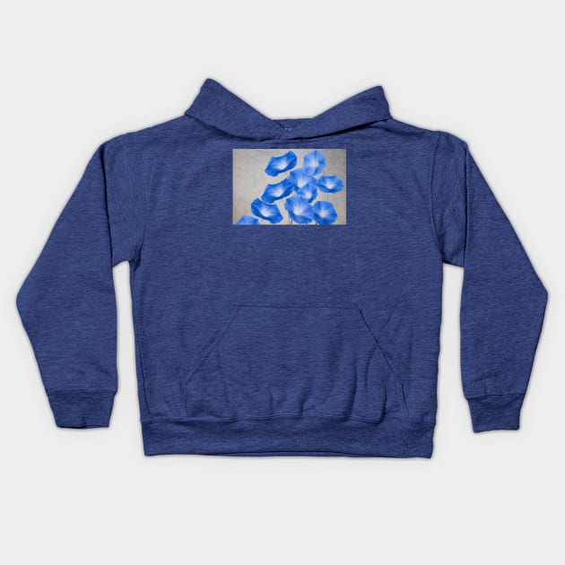 Blue Morning Glory Kids Hoodie by lauradyoung